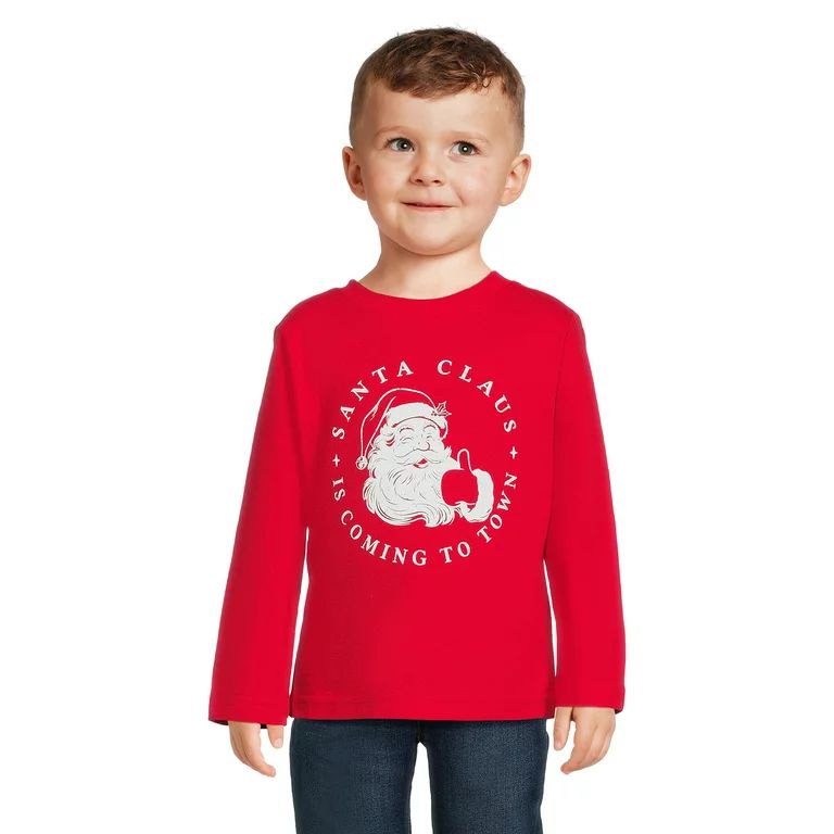 Holiday Time Toddler Boy Christmas Long Sleeve T-Shirt, Sizes 12M-5T | Walmart (US)