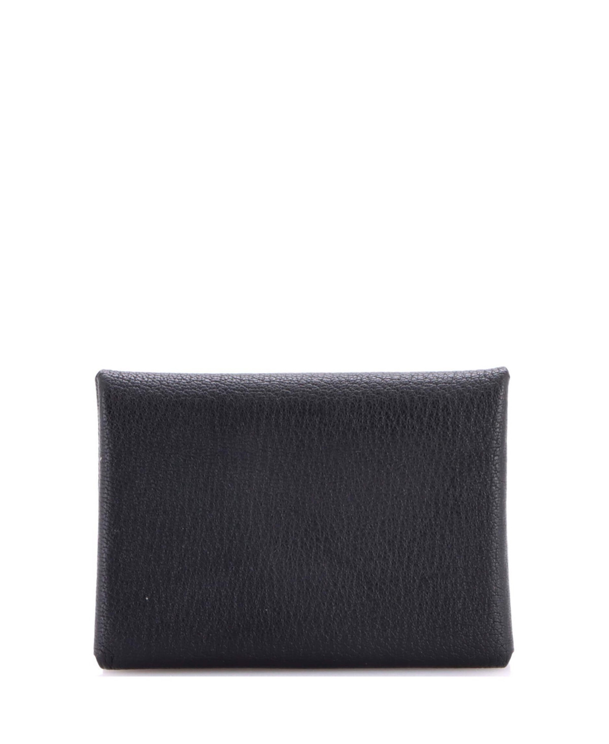 Pre-Owned HERMES Calvi Duo Card Holder Chevre Mysore - Black | Macy's