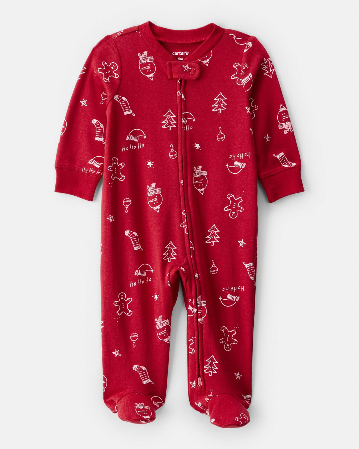 Baby Christmas 100% Cotton Snug Fit 2-Way Zip Sleep & Play Pajamas - Red | Carter's Inc