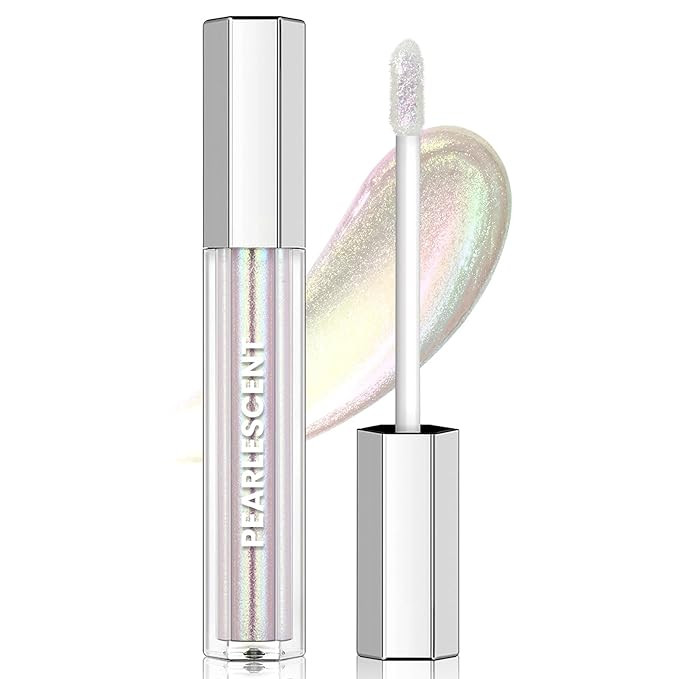 Clear Glitter Lip Gloss Liquid Lipstick, Diamond Shimmer Metallic Sparkly Iridescent Chameleon Li... | Amazon (US)