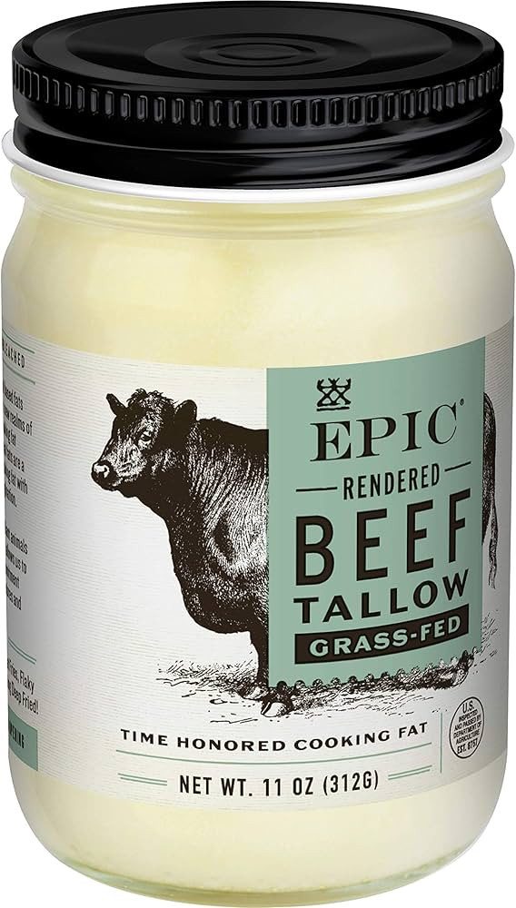 EPIC Beef Tallow, Grass-Fed, Keto Friendly, Whole30, 11oz Jar | Amazon (US)