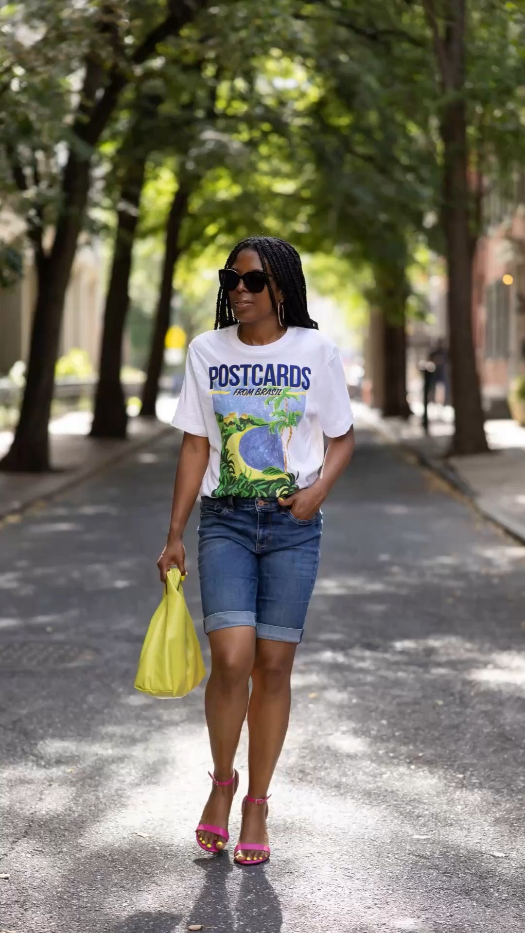 One graphic tee, a few different moments, and a look that still feels completely like me.

I kept the base easy with denim Bermuda shorts, then played with the styling by adding an oversized black blazer, bright pink heels, and that pop of color with the bag. I love how a simple graphic tee can feel casual one minute and a little more elevated the next.

I linked the full look below.

#LTKSeasonal #LTKU #LTKootd