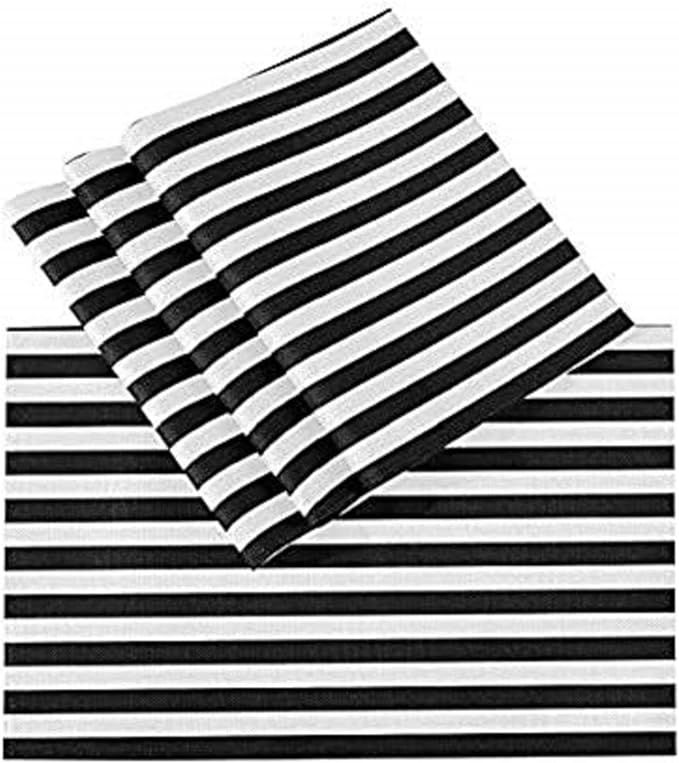 Pattern Placemats Set of 6 Polyester Table Placemats Black White Striped Place Mat 12 x 18 inch T... | Amazon (US)