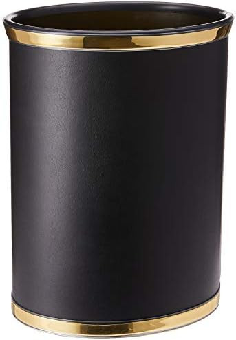 Amazon.com: Kraftware Sophisticates Black/Polished Gold Brass Waste Basket with 3/4-Inch Bands an... | Amazon (US)