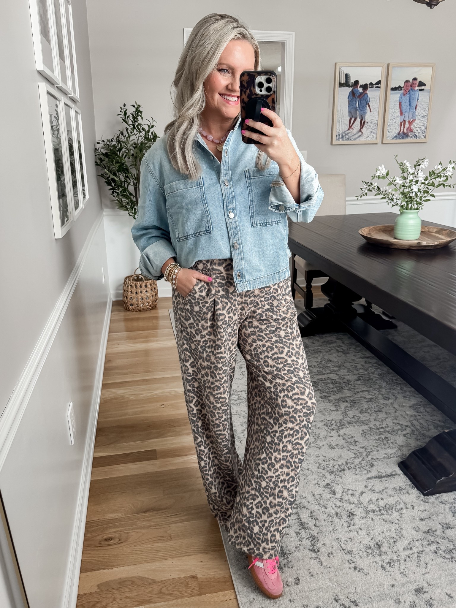 Aerie leopard trouser sweatpants and cropped denim shirt both 30% off!
I’m in size small in both. Can size down


#LTKOver40 #LTKSaleAlert #LTKootd