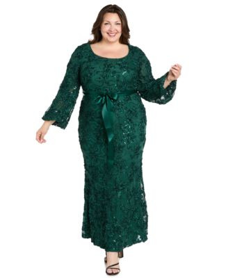 R & M Richards Plus Size Soutache Lace Long Dress - Macy's | Macy's