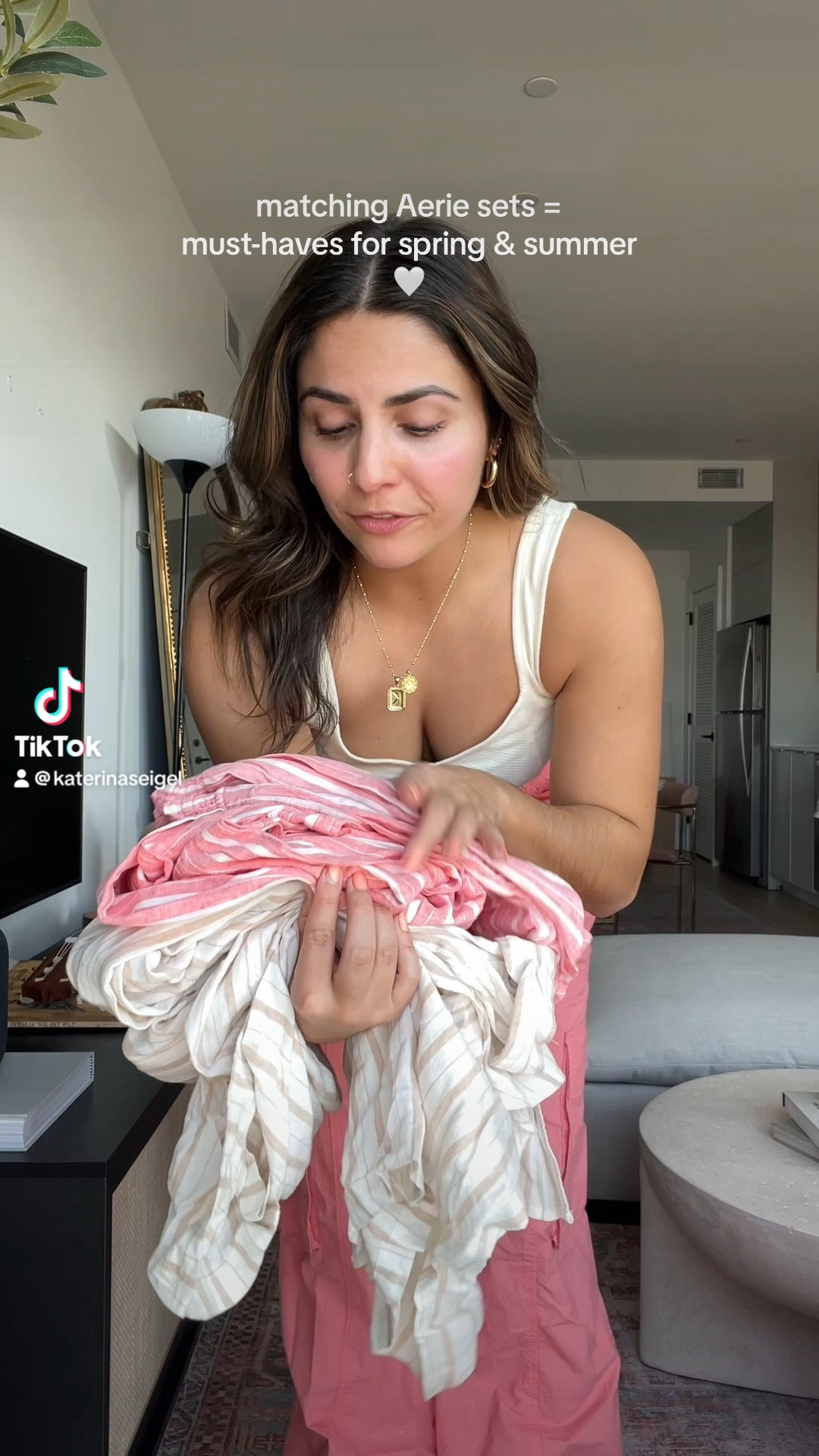 Absolutely love these Aerie matching sets for spring and summer. I honestly live in these. They are great as cover-up, but also great as real outfits! The tailored pants are 10/10, I want every color!!! 

true to size - M 💓 On sale right now too!! 

#LTKVideo #LTKSeasonal #LTKsalealert