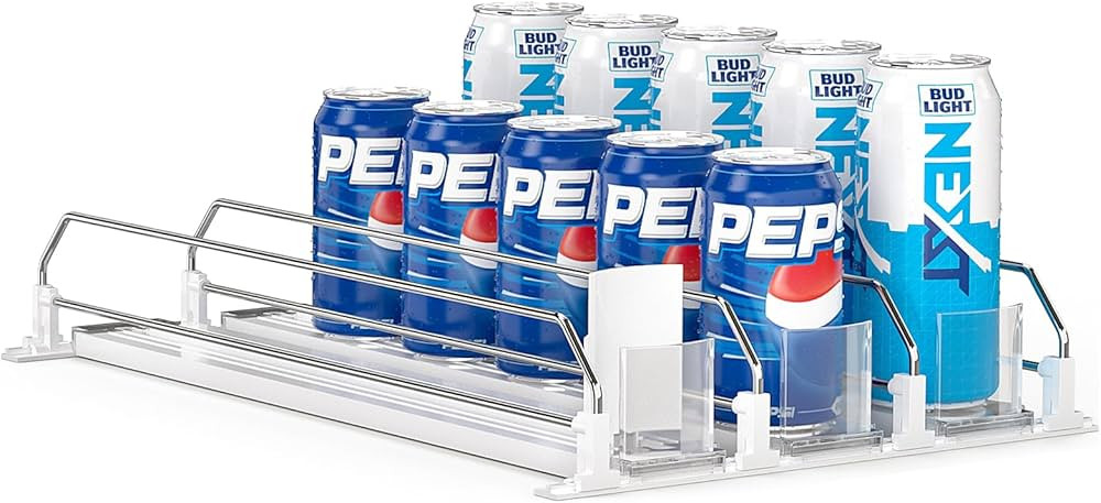Soda Can Dispenser for Refrigerator,Self-Pushing Drink Organizer for Fridge, Width Adjustable Fri... | Amazon (US)