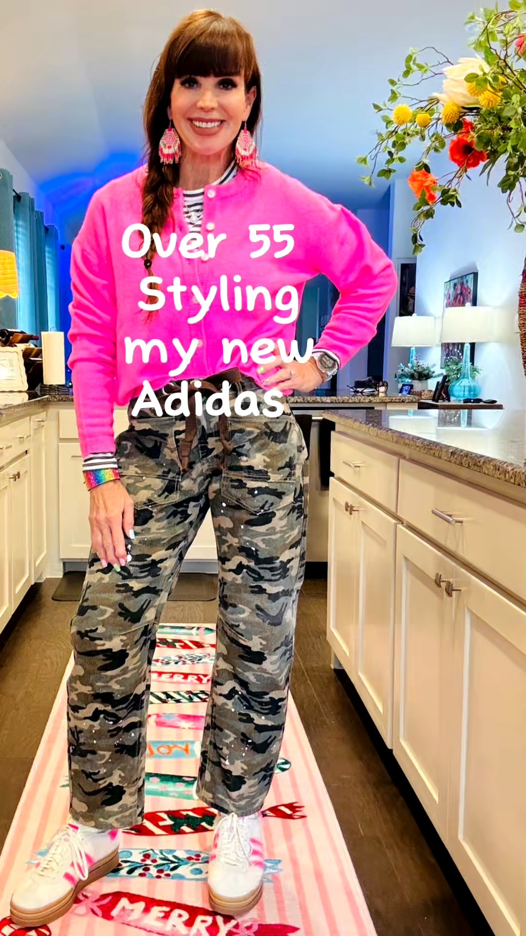 Couldn’t wait to style my new furry sneakers!! I’m so obsessed!!  Budget friendly barrel jeans and a pop of color cardigan only needed so fun earring and colorful bracelet!  

#LTKgrwm #LTKOver40 #LTKootd