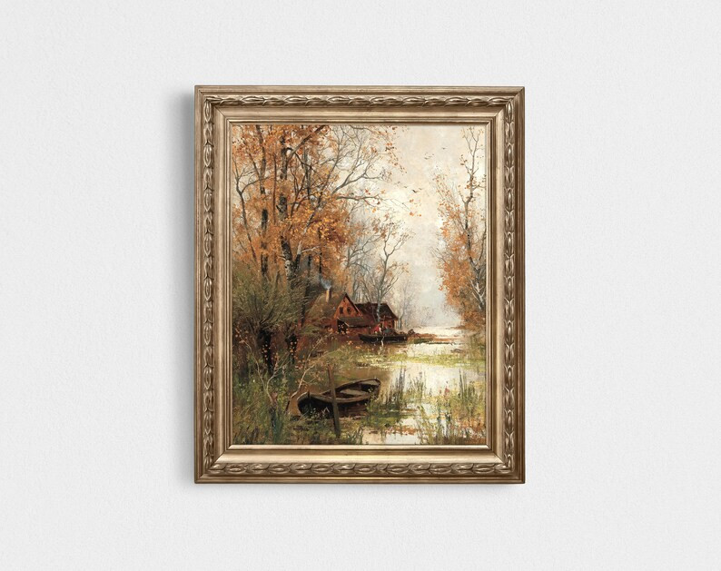 Fall Landscape Painting / Cottagecore Fall Art / Vintage Landscape Print / Autumn Decor PRINTABLE... | Etsy (US)