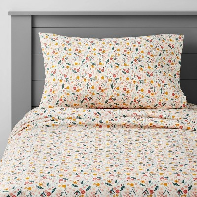 Twin In the Garden Cotton Kids' Sheet Set - Pillowfort™: Botanical Floral Bedding, OEKO-TEX Certified, 3-Piece Set | Target