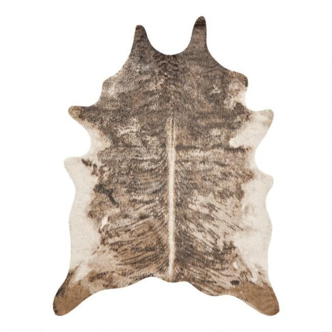 Dark Brindle Printed Faux Cowhide Area Rug | World Market