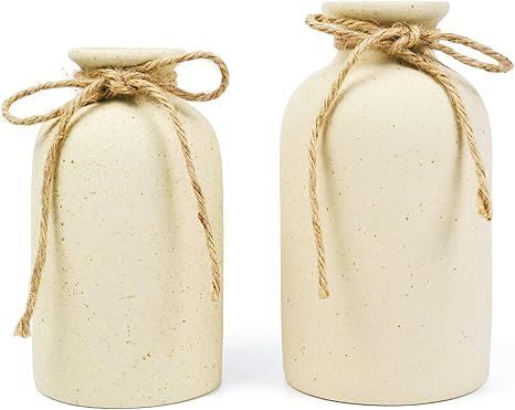 Hirdbrote Small Ceramic Vases for Decor 2-Piece, Flower Vase Vintage Decor Modern Farmhouse Decor... | Amazon (US)