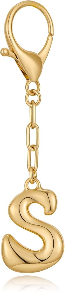 LILIE&WHITE Gold Bubble Initial Keychain For Women Handbag Charms Fashion Alphabet Keychain Acces... | Amazon (US)