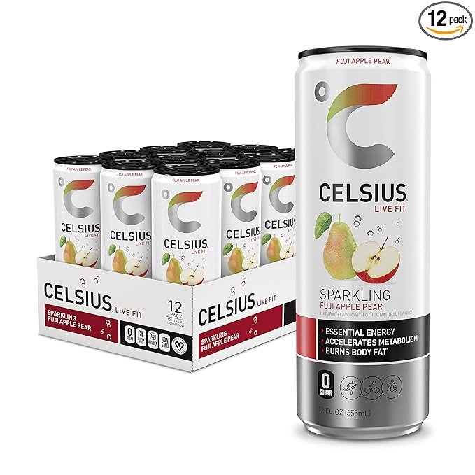 CELSIUS Sparkling Fuji Apple Pear, Functional Essential Energy Drink 12 Fl Oz (Pack of 12) | Amazon (US)