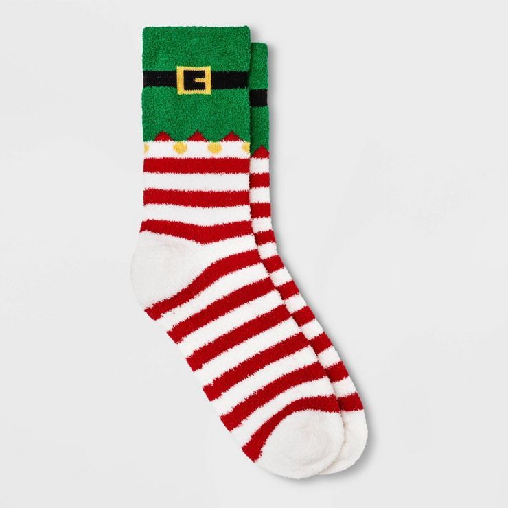 Women's Striped Elf Cozy Holiday Crew Socks - Wondershop™ Red/Green/White 4-10 | Target