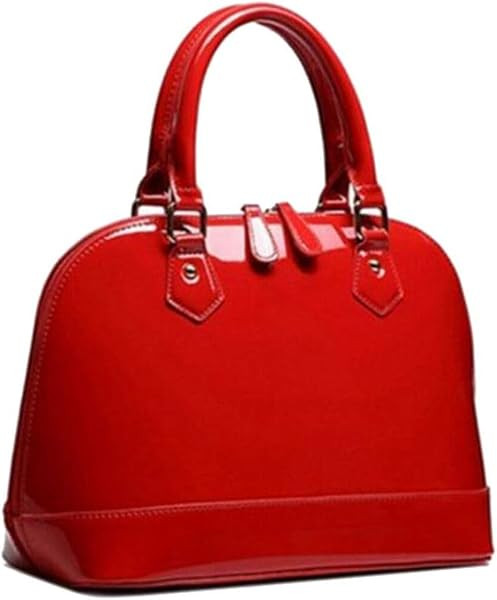 Patent Leather Dome Satchel Purse Zip-around Handbag Multi-Pocket Shoulder Bag Shiny Large Top-ha... | Amazon (US)