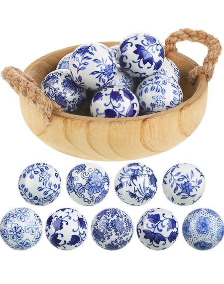 Blue & white decorative balls, ceramic balls, porcelain balls, blue & white home decor, chinoiserie home decor, grandmillennial home decor 

#LTKunder50 #LTKunder100 #LTKhome