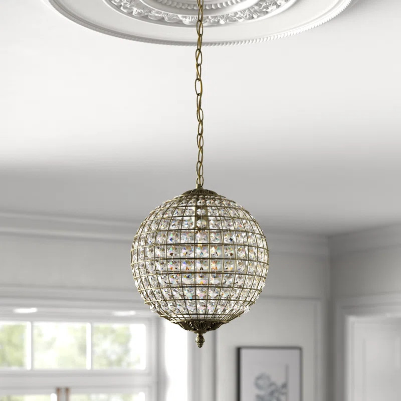 Andrews 1 - Light Single Globe Pendant with Crystal Accents | Wayfair North America