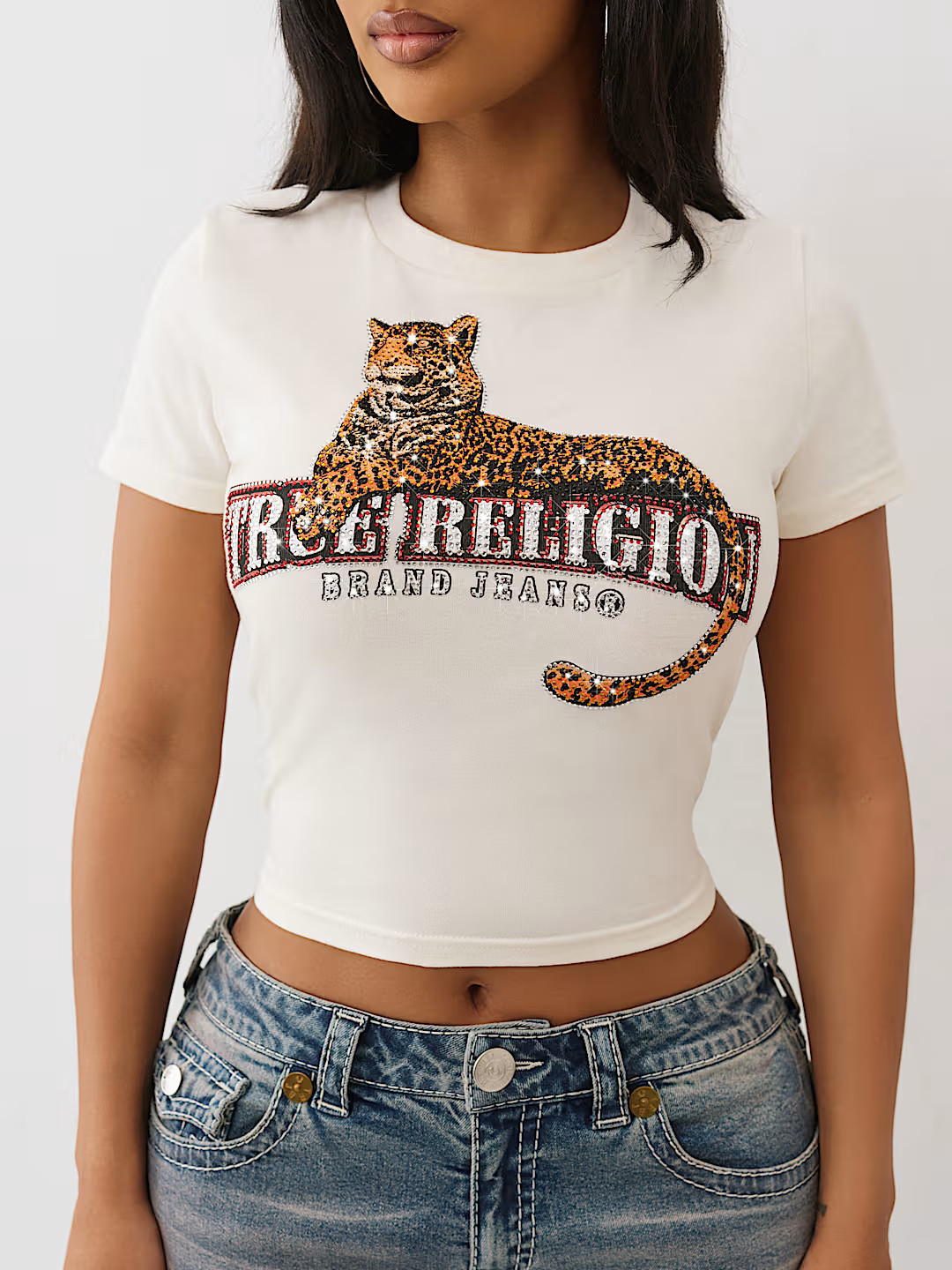 CRYSTAL LEOPARD LOGO BABY TEE | True Religion