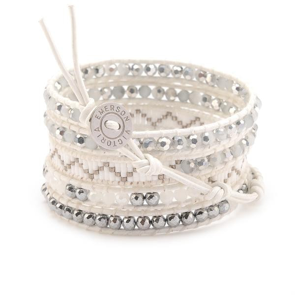 Silver Dorado and Miyuki Beads on Ivory | Victoria Emerson