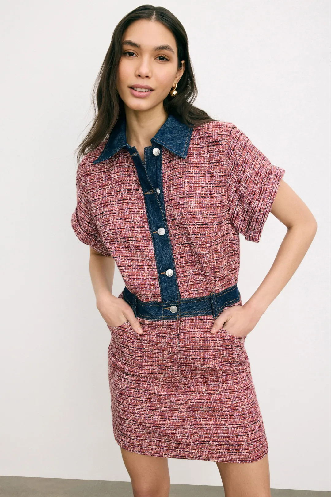 BOSS Denim Multi Tweed Mini Dress | Rent the Runway