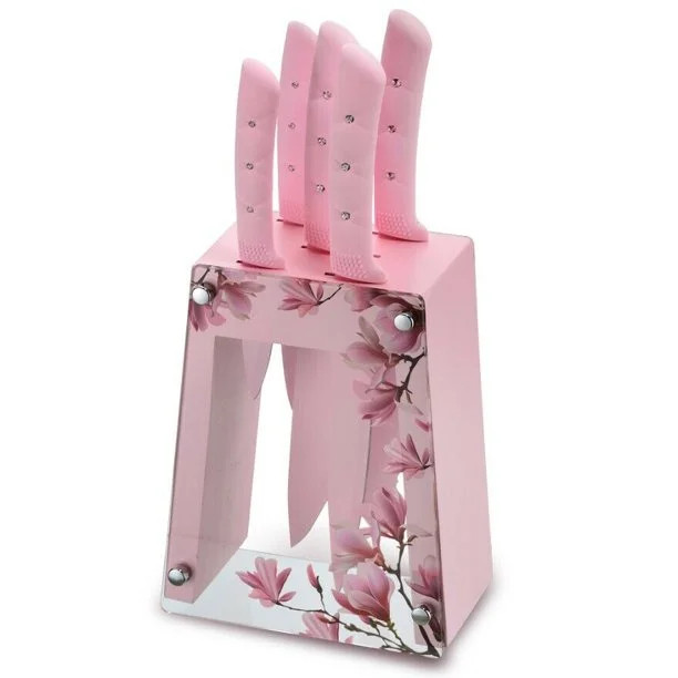 6 Pieces Ceramic Knife Set with Knife Block Holder ，Chef knife，Bread knife, Slice knife, Util... | Walmart (US)