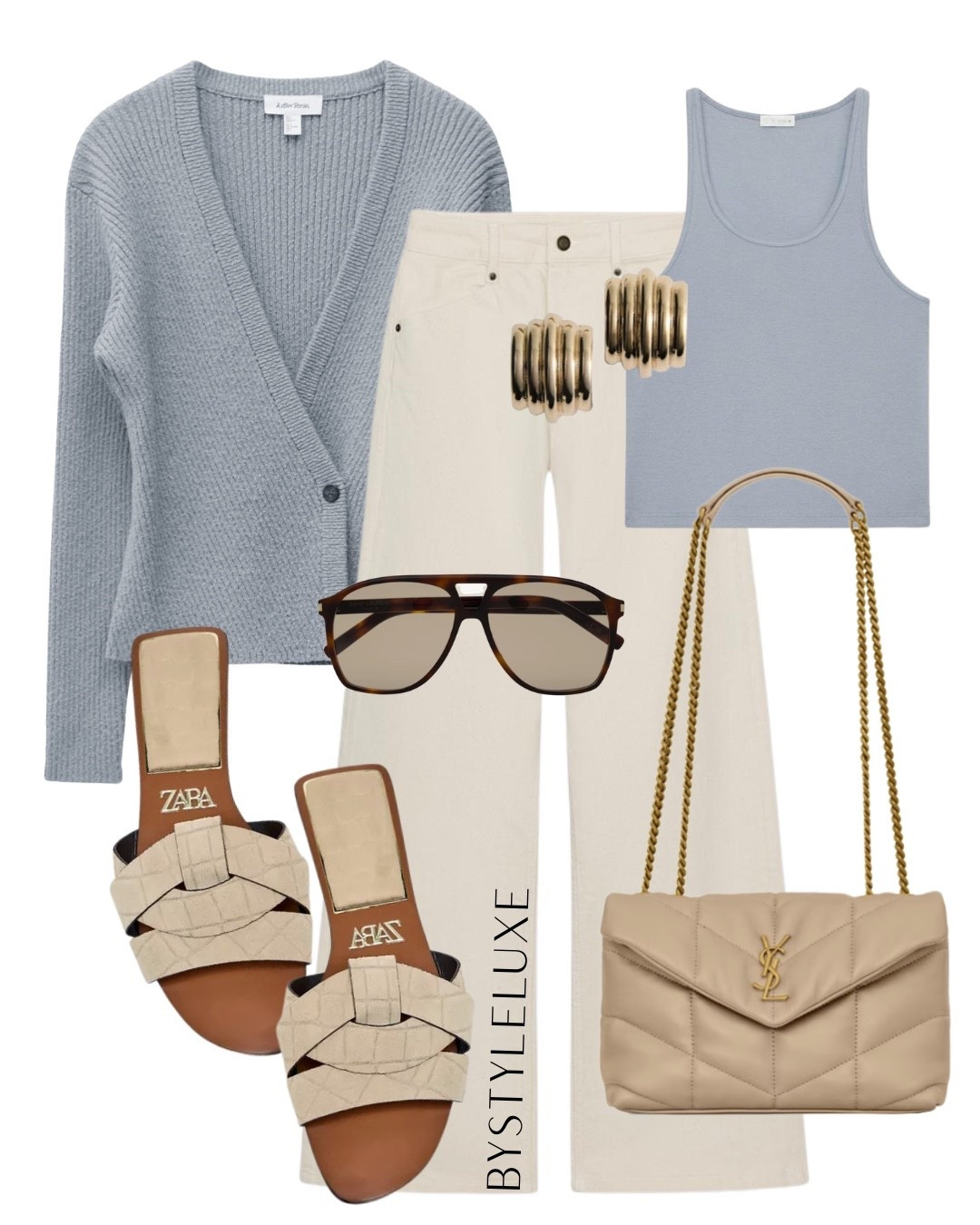 TANK TOP - Soft pastel blue shades with neutrals for a chic and polished spring/summer look

#jeans #sandals #cardigan

#LTKspring #LTKjeans #LTKshoes