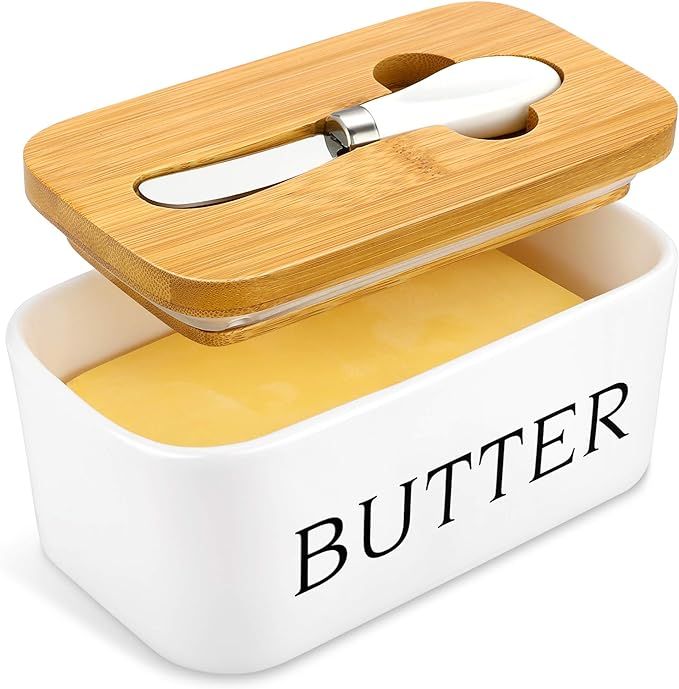X-Chef Butter Dish with Lid, Ceramic Butter Keeper with Butter Knife, Large Butter Storage Contai... | Amazon (US)