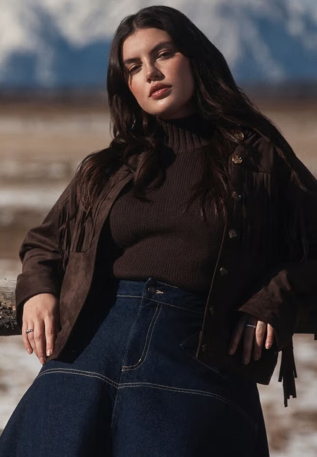 Faux Suede Fringe Jacket | Eloquii