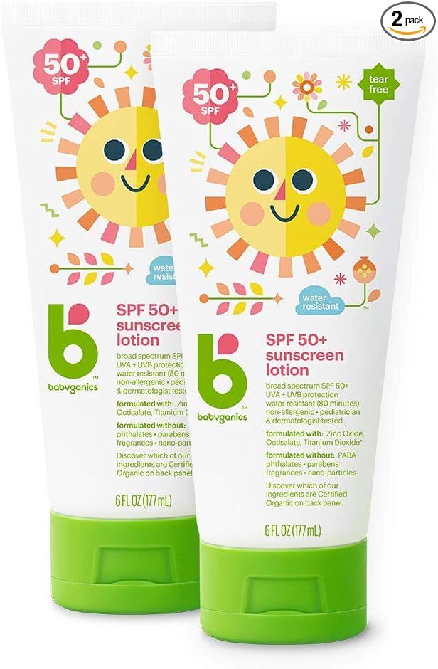 Babyganics SPF 50 Baby Sunscreen Lotion UVA UVB Protection | Water Resistant |Non Allergenic, 2 P... | Amazon (US)