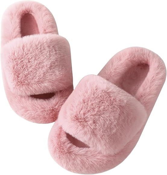 Ankis White Black Camel Pink Grey Plush Slippers-Cute Chic Versatile Pretty Platform Slippers, Op... | Amazon (US)