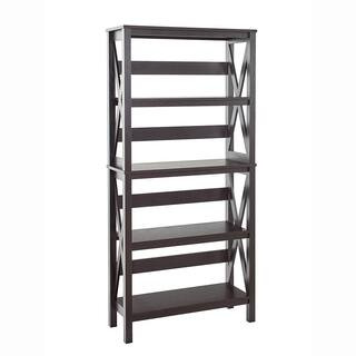 X-Frame 5-Tier 63.4 in. H x 30 in. W 11.8 in. D Laminated Wood Bookshelf Shelving Unit in Black W... | The Home Depot