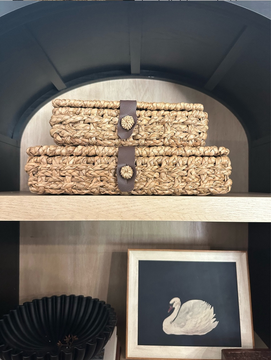 McGee and Co viral popular baskets | boxes back in stock for shelf styling and add ruffled | fluted black bowl with Amazon swan framed artwork 

#LTKSaleAlert #LTKFindsUnder50 #LTKHome

#LTKStyleTip #LTKGiftGuide #LTKFindsUnder100