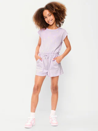 Short-Sleeve French Terry Utility Romper for Girls | Old Navy (US)