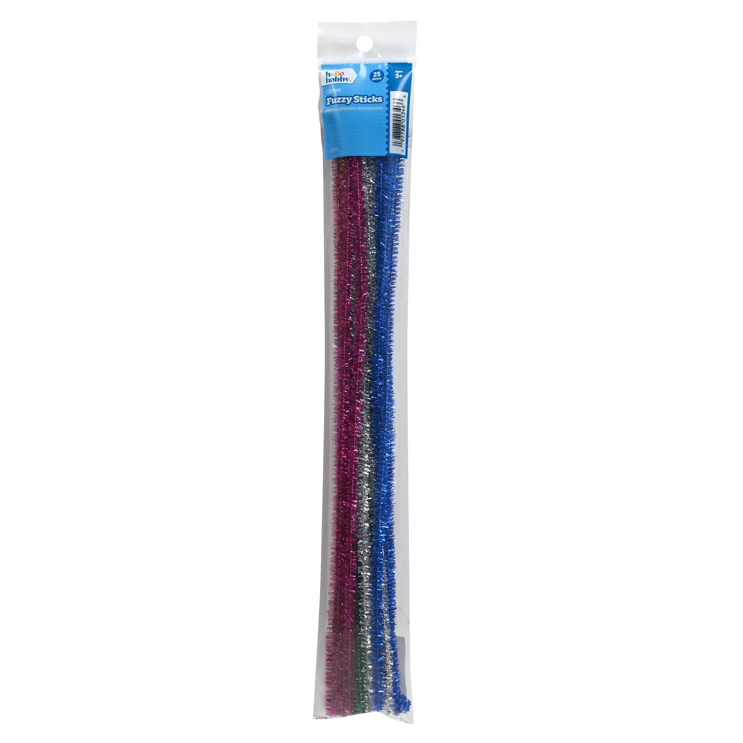 Hello Hobby Fuzzy Sticks, 25 Count, Glitter Multicolor Chenille Stems for Kids Crafts and DIY Projects | Walmart (US)