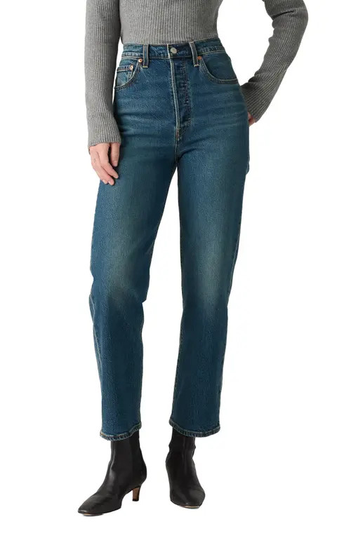 levi's Ribcage High Waist Ankle Straight Leg Jeans in Analyze This Ltw at Nordstrom, Size 27 X 27 | Nordstrom