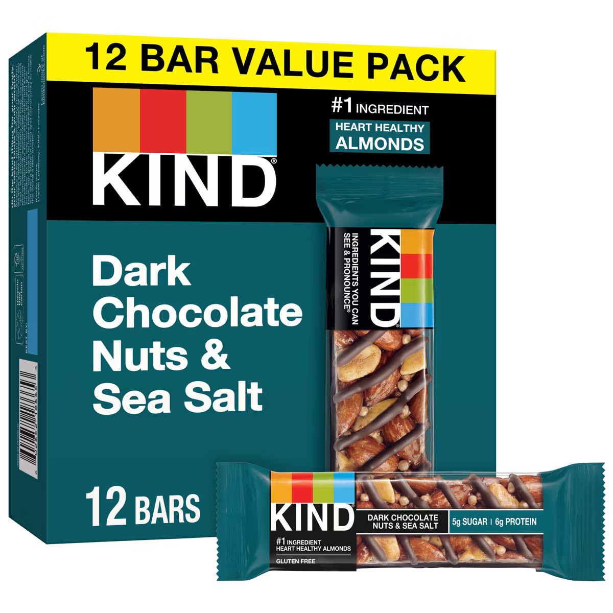 KIND Bars Dark Chocolate Nuts & Sea Salt Gluten Free Snacks - 12ct | Target