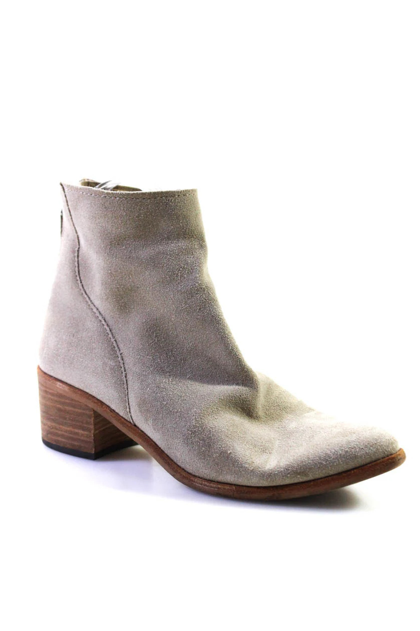 Dolce Vita Womens Suede Pointed Toe Mid Cuban Heel Ankle Boots Light Gray | Shop Simon