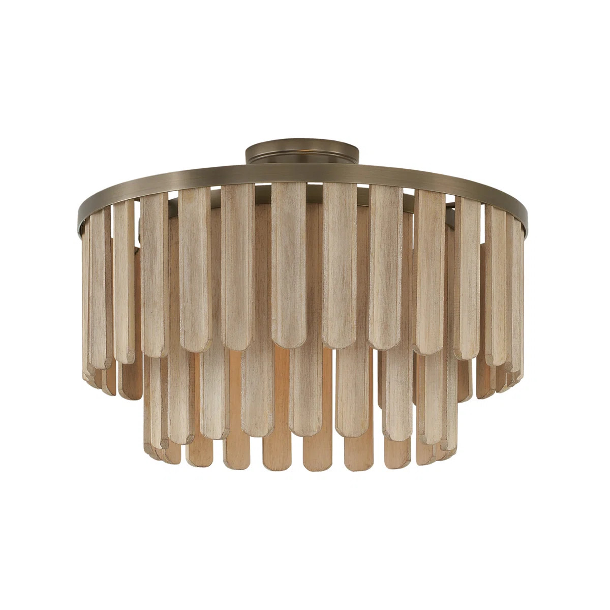 20" W x 14" H 1-Light Dual Mount Pendant in Dark Brass with Handcrafted Mango Wood in Nordic Grey... | Wayfair North America