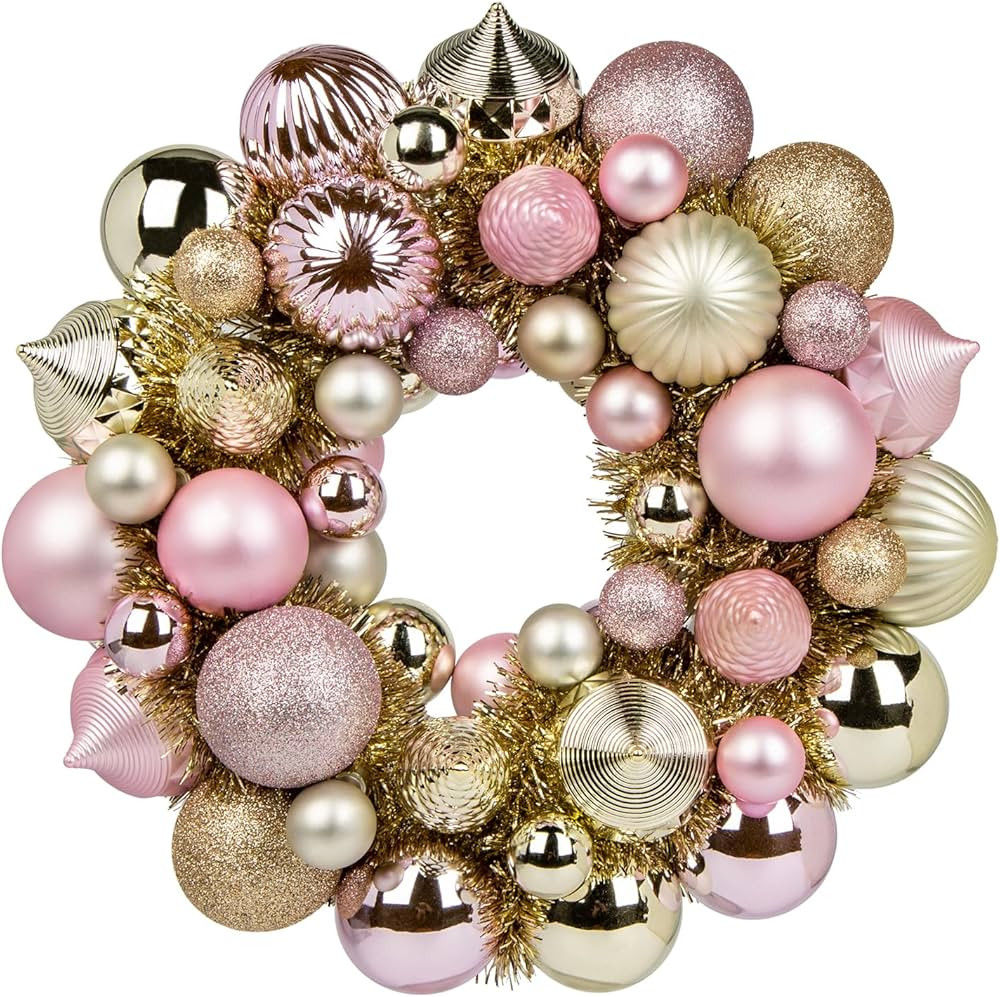 Christmas Ball Wreath 13" Xmas Wreaths Ornaments Glitter Thicken Shatterproof Garland Decoration ... | Amazon (US)