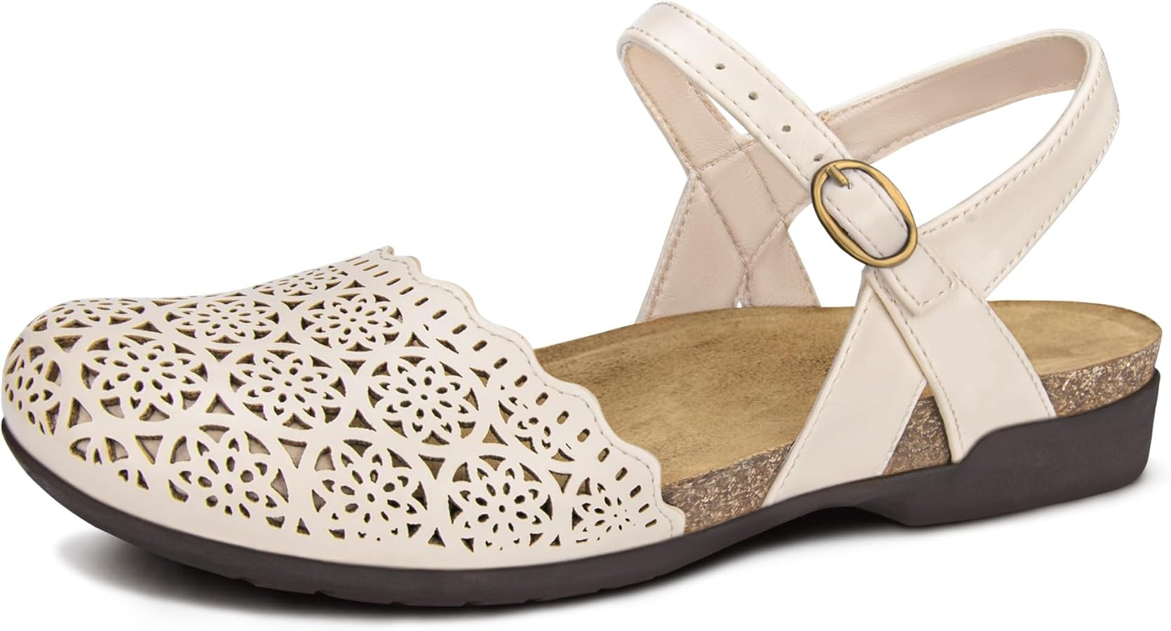 PARTY Closed Toe Sandals Women, Barefoot Arch Support Flat Sandals for Office Work and Travel wit... | Amazon (US)