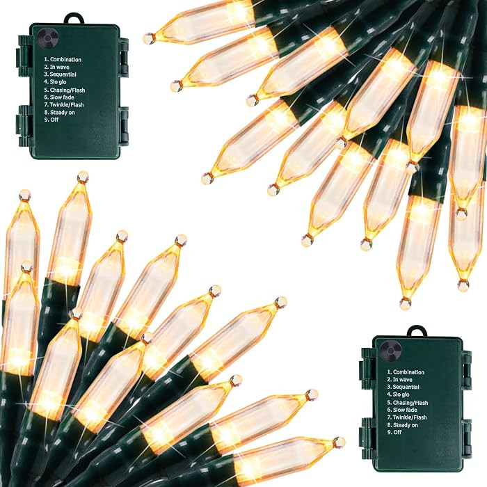Battery Operated Christmas Lights 2 Pack 18 Feet 50 LED Clear Mini String Lights with 8 Modes Wat... | Amazon (US)