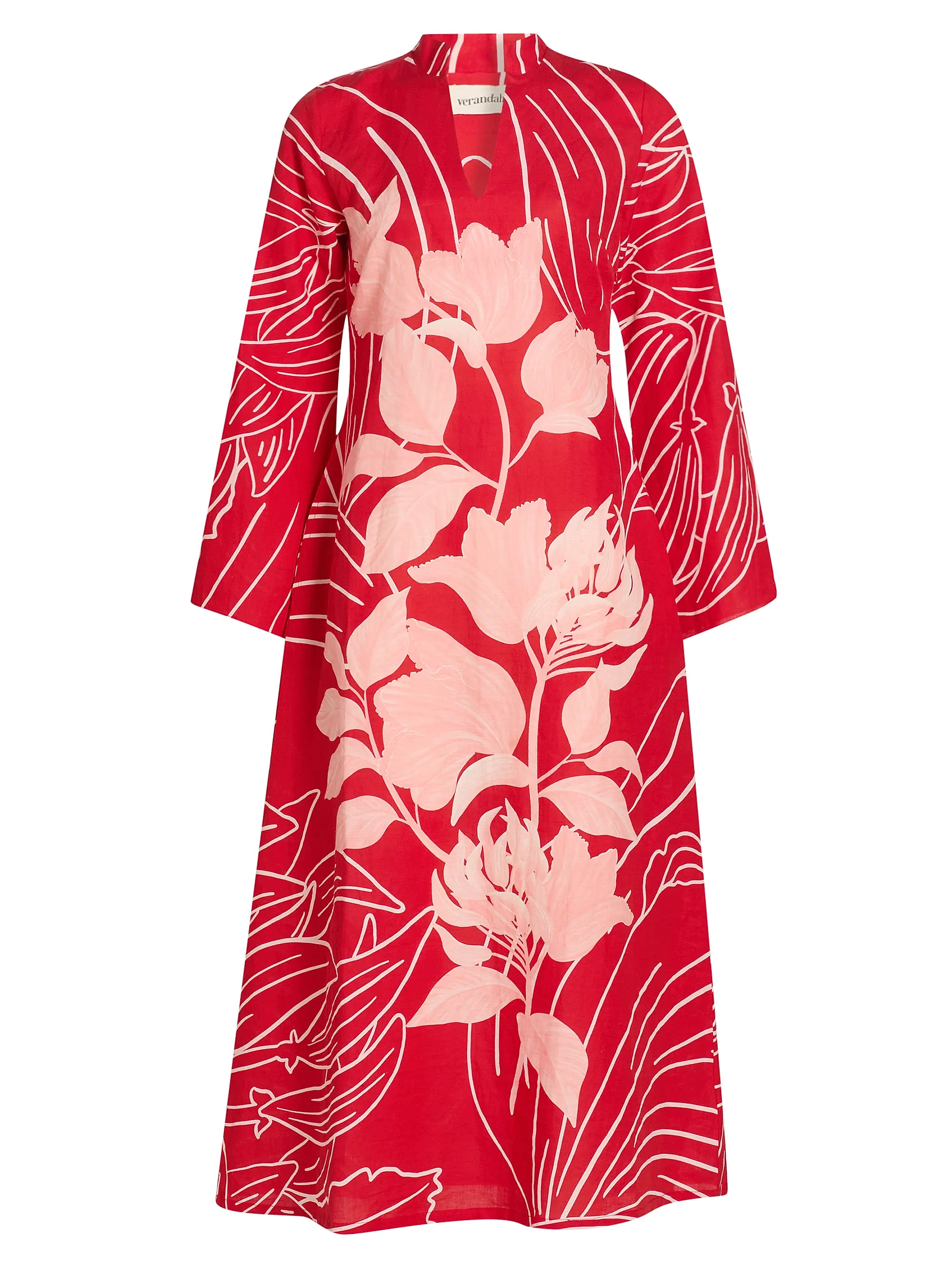 Verandah Pushpanjali Wild Tulip Linen-Cotton Tunic Dress | Saks Fifth Avenue | Saks Fifth Avenue