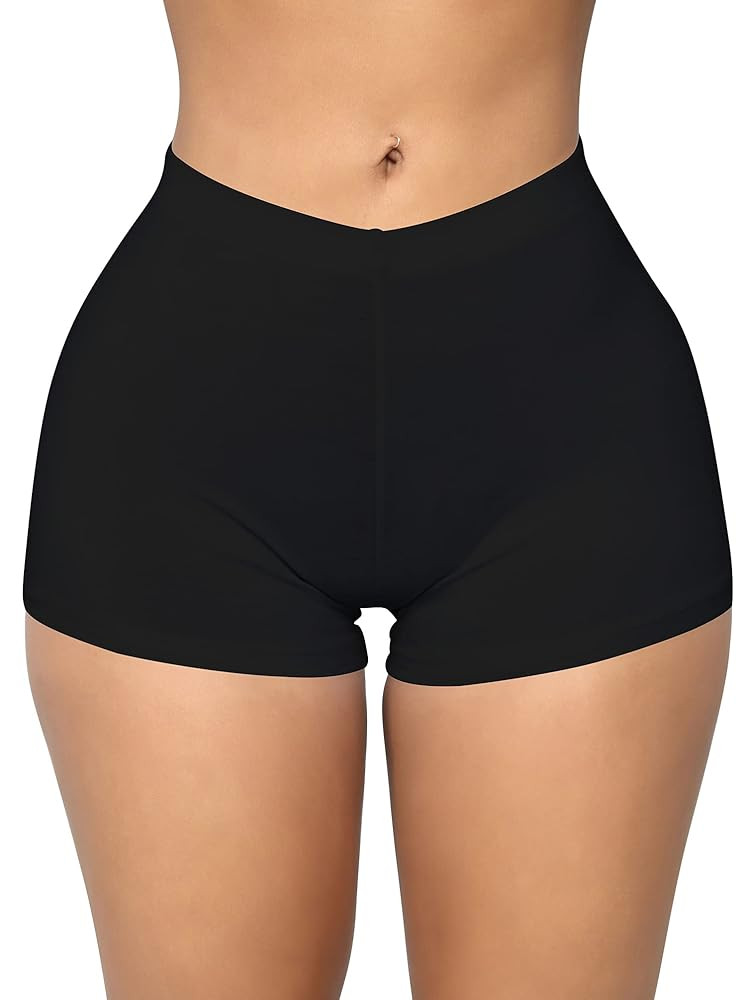 BORIFLORS Women's Sexy Workout Gym Biker Elastic Waist Booty Shorts | Amazon (US)