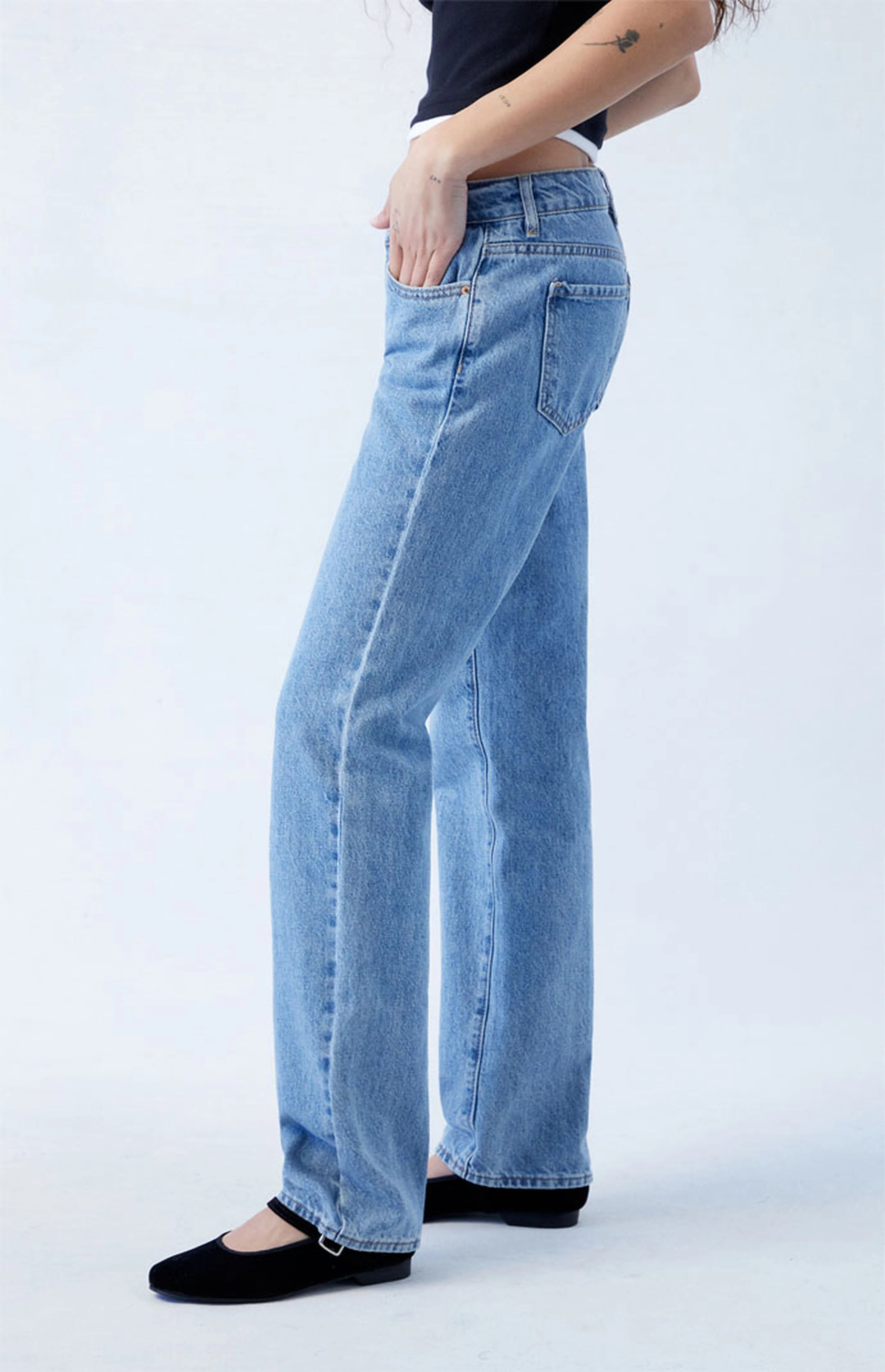 PacSun Medium Blue Low Rise Straight Leg Jeans | PacSun | PacSun