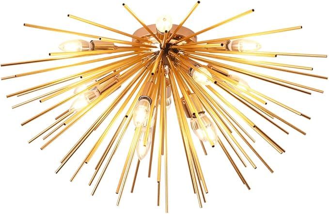 Jaycomey Sputnik Chandelier Light Fixtures,Mid-Century Gold Chandelier with 12 Lights,Semi Flush ... | Amazon (US)