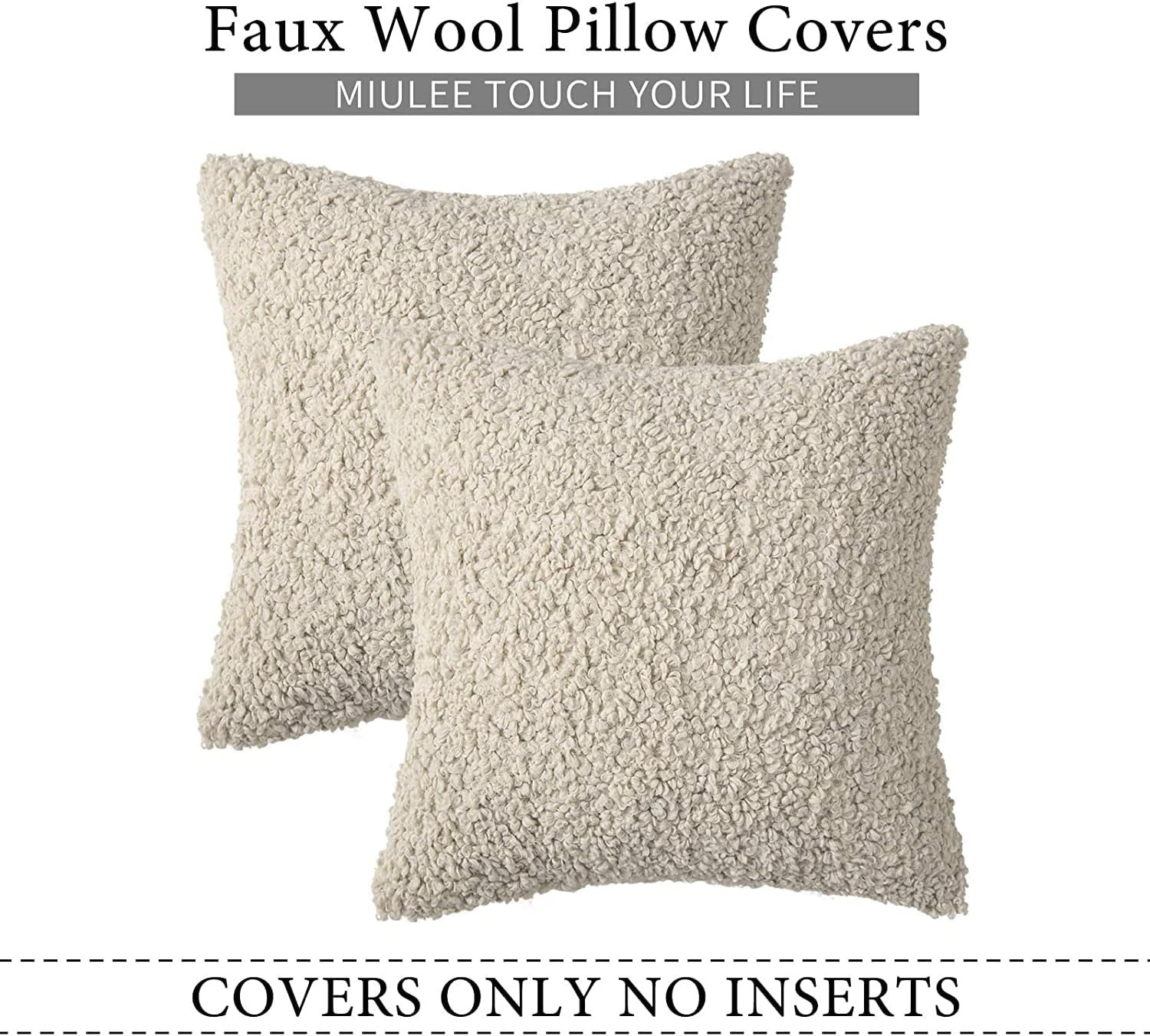 MIULEE Pack of 2 Decorative New Luxury Series Style Dark Cream Faux Fur Throw Pillow Covers Super... | Amazon (US)