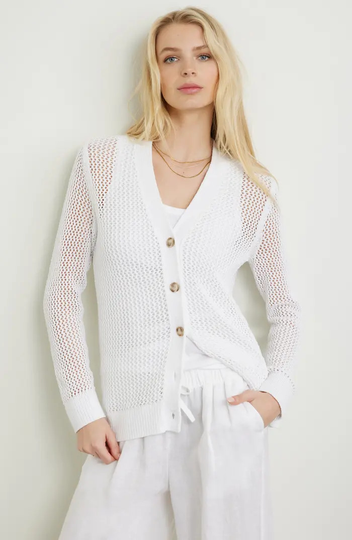 Open Stitch V-Neck Cotton Cardigan | Nordstrom