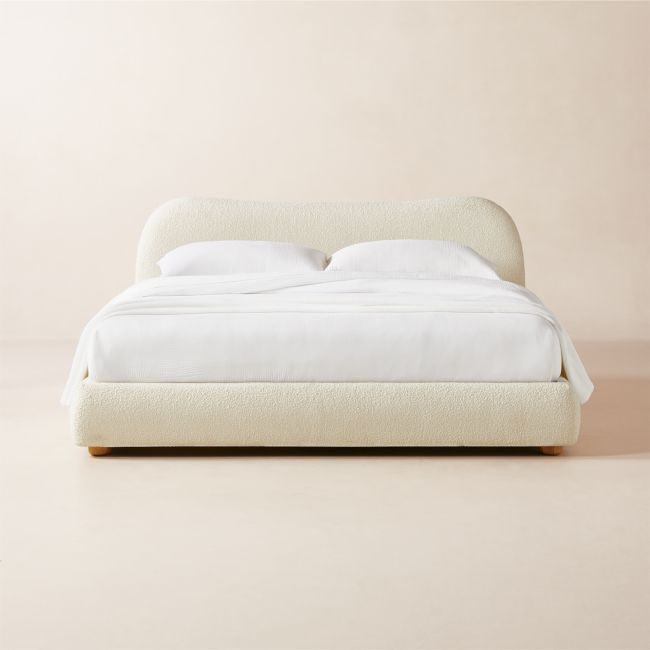 Diana White Boucle King Bed | CB2